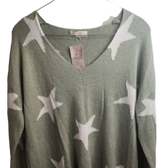 A Beautiful Soul NWT Sage Star V Neck Pullover Lightweight Beach Sweater Size 18 - Picture 3 of 11